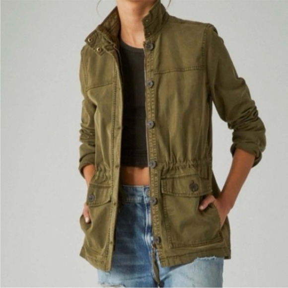 Lucky Brand Jacket Womens Extra Small Cargo Military Green Utility NWT - Picture 1 of 11